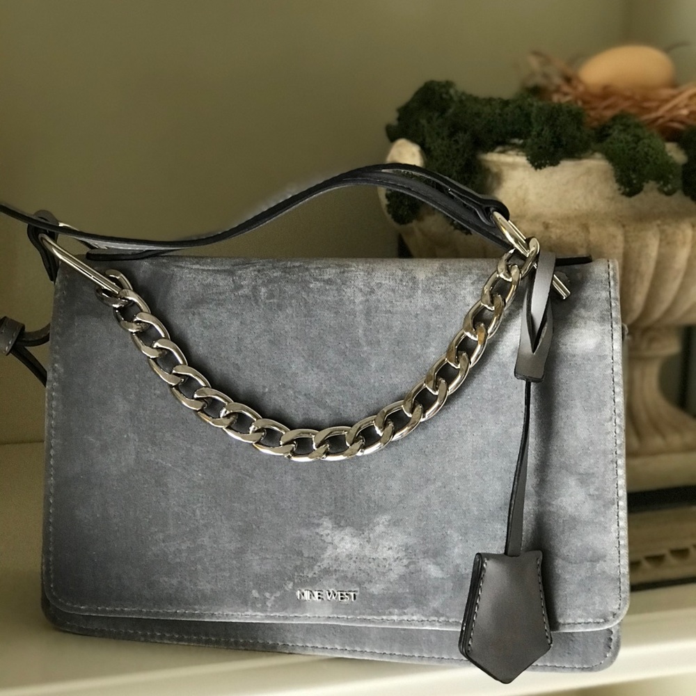 Gray Nine West velvet bag